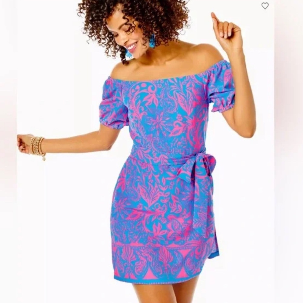 SOLD.  Jada off the shoulder Aura Pink Leaf Stretch Romper  size 0